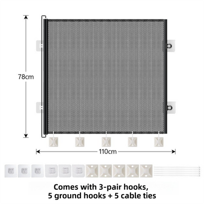 78X110CM Black Retractable Mesh Safety Gate for Pets & Babies - Scratch-Resistant Indoor/Outdoor Security V888-ELOSUNG45231