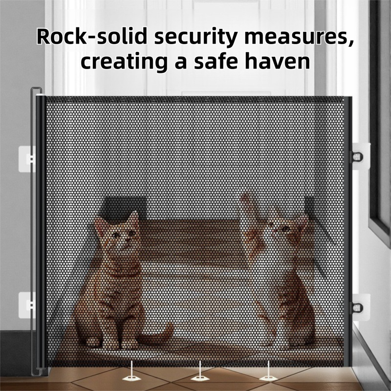 78X110CM Black Retractable Mesh Safety Gate for Pets & Babies - Scratch-Resistant Indoor/Outdoor Security V888-ELOSUNG45231