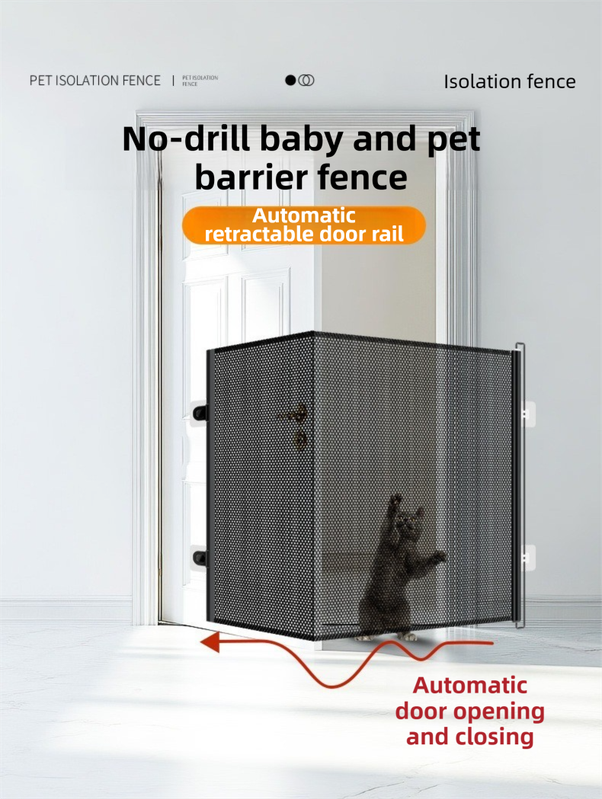 78X130CM Black Retractable Mesh Safety Gate for Pets & Babies - Scratch-Resistant Indoor/Outdoor Security V888-ELOSUNG45232
