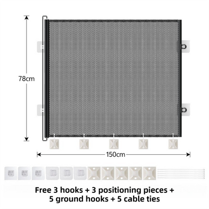 78X150CM Black Retractable Mesh Safety Gate for Pets & Babies - Scratch-Resistant Indoor/Outdoor Security V888-ELOSUNG45233