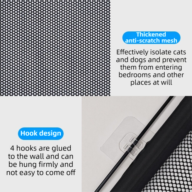 78X150CM Black Retractable Mesh Safety Gate for Pets & Babies - Scratch-Resistant Indoor/Outdoor Security V888-ELOSUNG45233