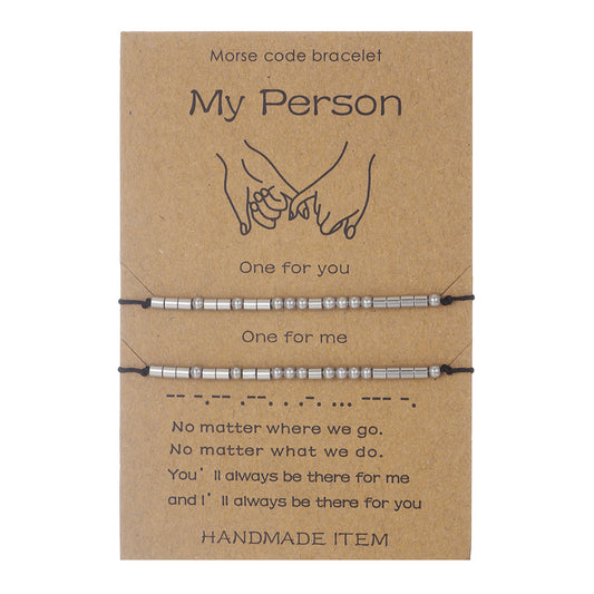 Stainless Steel Morse Code Bracelet(16-26cm) with Secret Message My Person - Meaningful Gift for Best V888-ELOSUNG45239