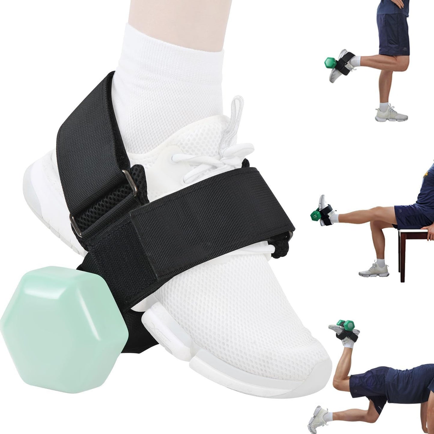 Heavy-Duty Ankle Strap Compatible With Dumbbell for Weightlifting - Adjustable Foot Attachment for Leg Curls, V888-ELOSUNG45263