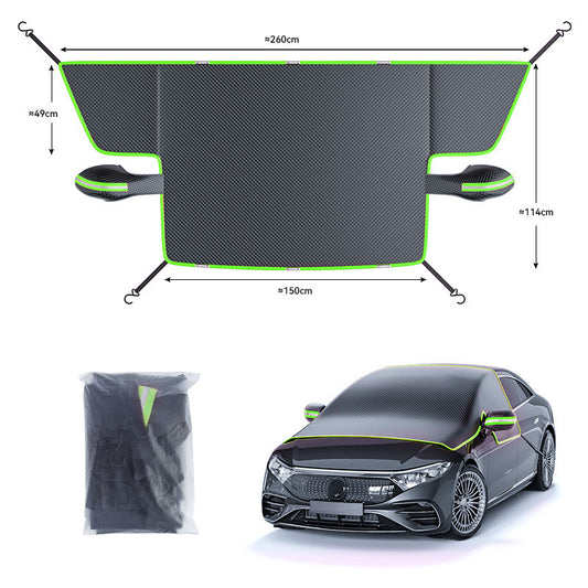 Black-Green Magnetic Car Windshield Protector with 6 Magnets & 4 Secure Straps and Reflective Safety Strips - V888-ELOSUNG45266