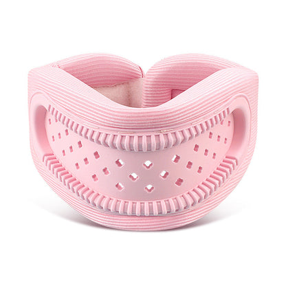Pink Adjustable Silicone Neck Brace with High-Elastic Memory Foam & V-Shape - Prevent Forward Head Tilt and V888-ELOSUNG45267