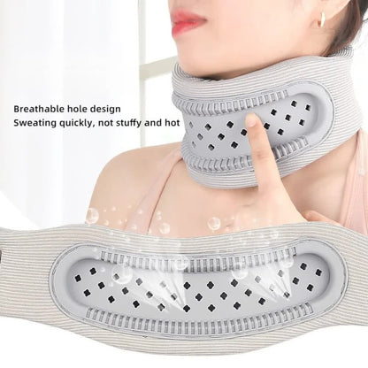 Grey Adjustable Silicone Neck Brace with High-Elastic Memory Foam & V-Shape - Prevent Forward Head Tilt and V888-ELOSUNG45269