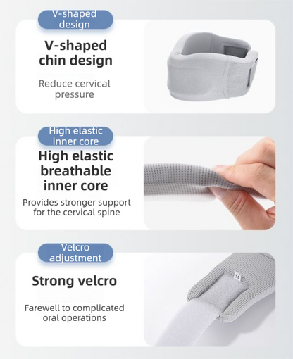 Grey Adjustable Cooling Jelly Core Neck Brace with Washable Cover - 3D Hollow Cervical Collar for Posture & V888-ELOSUNG45271