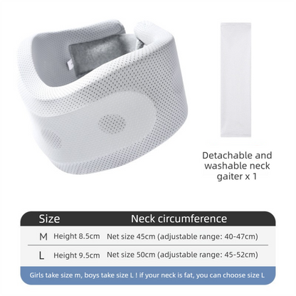 Grey Adjustable Cooling Jelly Core Neck Brace with Washable Cover - 3D Hollow Cervical Collar for Posture & V888-ELOSUNG45272