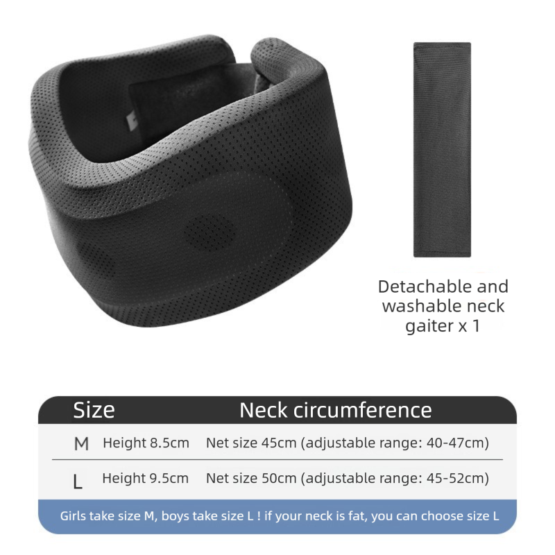 Black Adjustable Cooling Jelly Core Neck Brace with Washable Cover - 3D Hollow Cervical Collar for Posture & V888-ELOSUNG45273