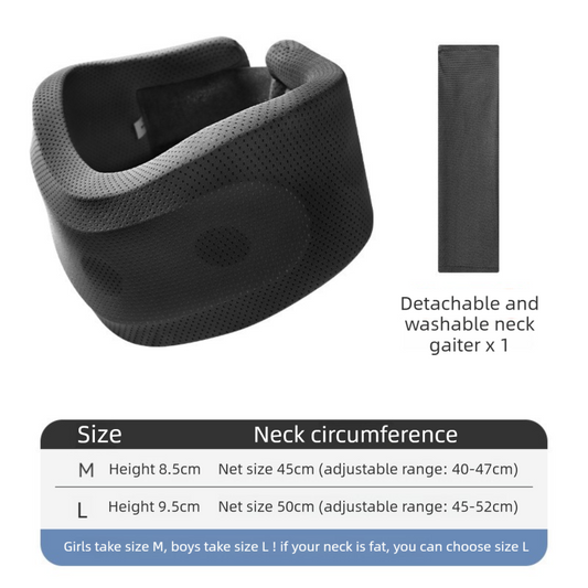 Black Adjustable Cooling Jelly Core Neck Brace with Washable Cover - 3D Hollow Cervical Collar for Posture & V888-ELOSUNG45274