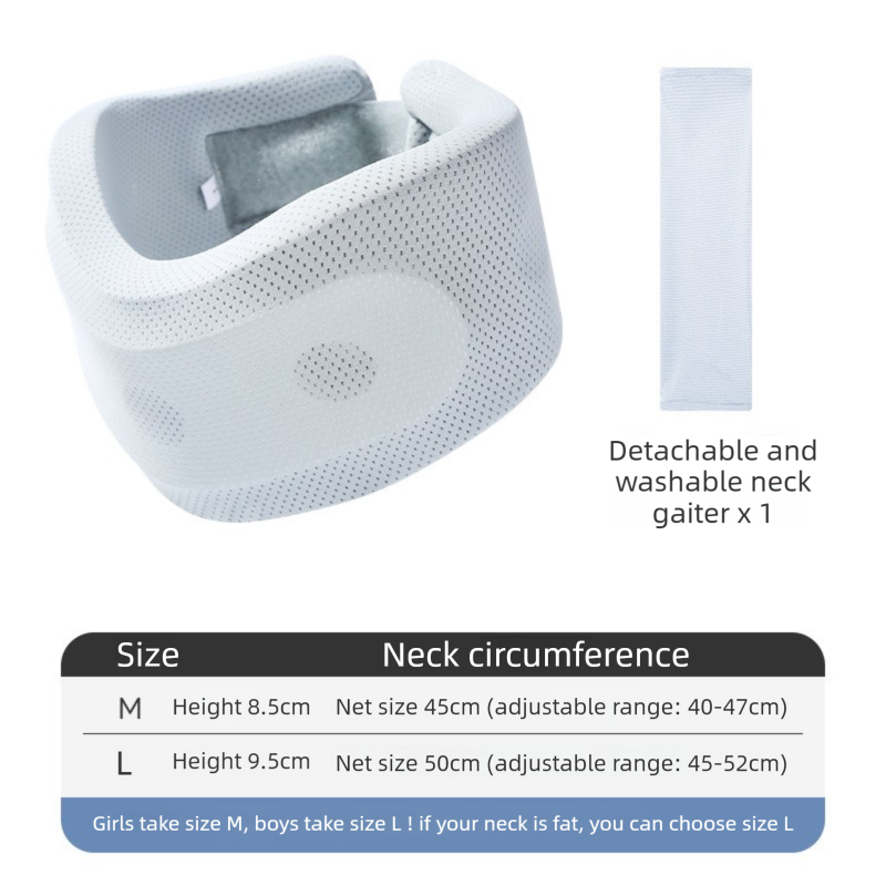 Light Blue Adjustable Cooling Jelly Core Neck Brace with Washable Cover - 3D Hollow Cervical Collar for V888-ELOSUNG45275