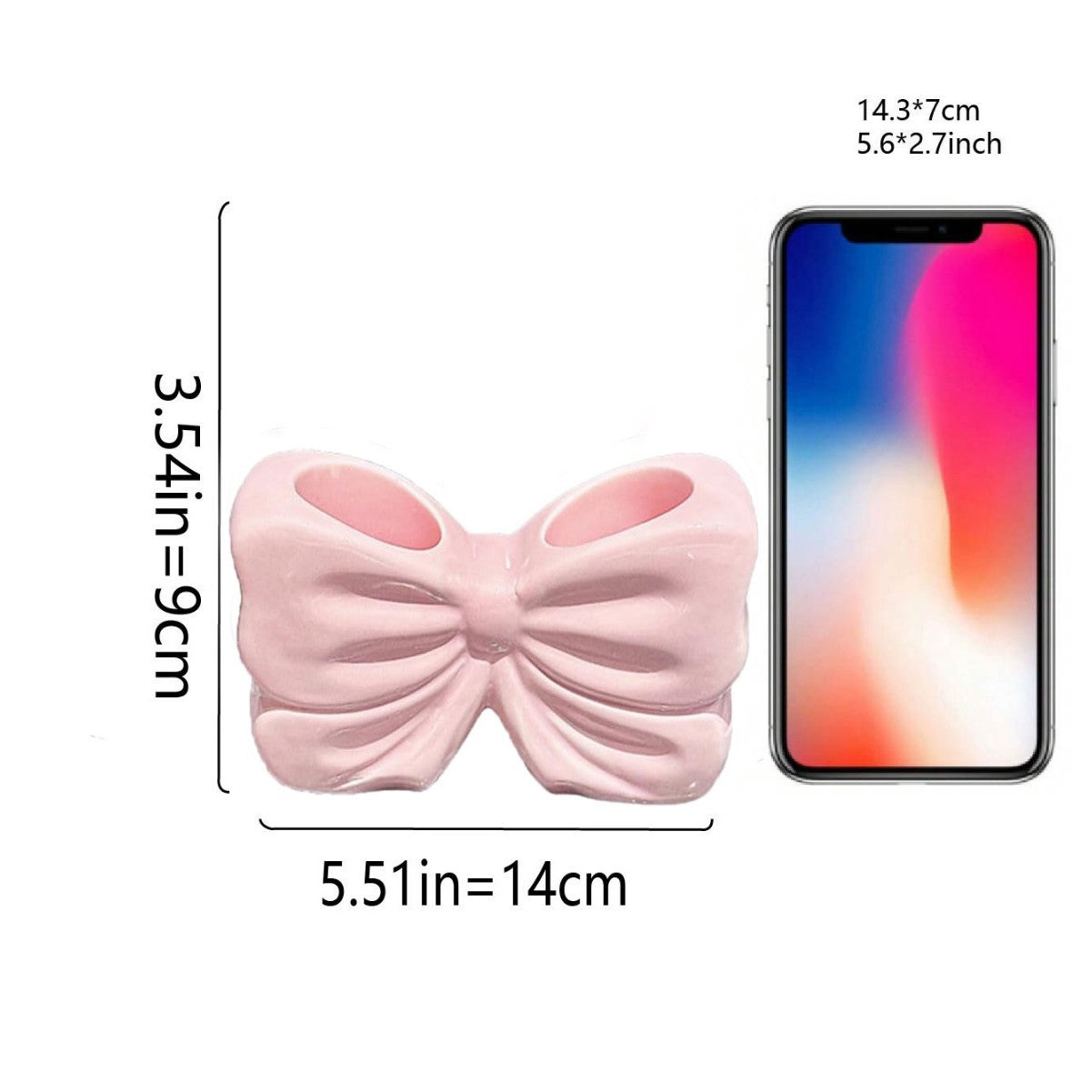 Pink Chic Bowknot 2-Slot Toothbrush Holder - Resin Retro Cute Desktop Decorative Stand V888-ELOSUNG45281