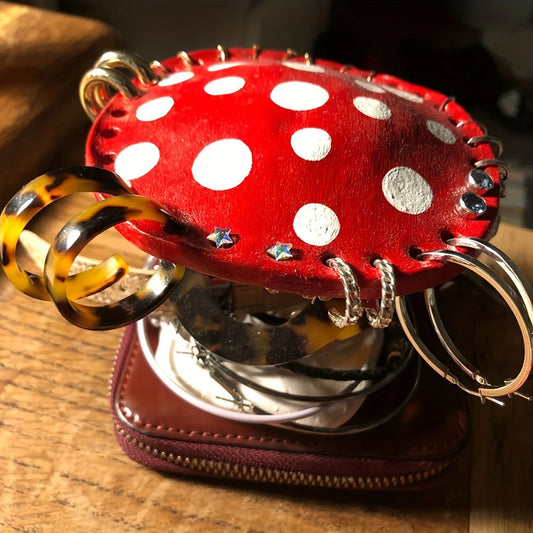 Whimsical Mushroom Earring Holder - Unique Forest-Themed Resin Jewelry Organizer for Vanity & Dresser V888-ELOSUNG45284