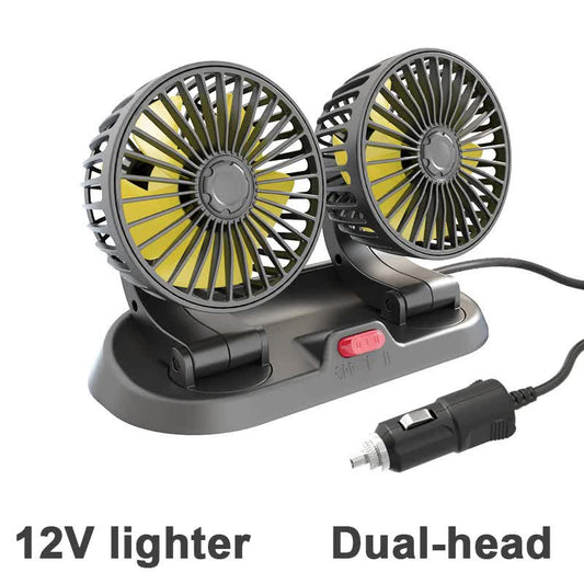 3-in-1 Powerful Car Dual Head Fan (12V Lighter Power) - Quiet Cooling Fan Integrated Aromatherapy & Number V888-ELOSUNG45290