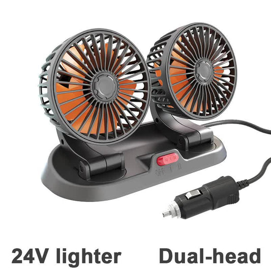 3-in-1 Powerful Car Dual Head Fan (24V Lighter Power) - Quiet Cooling Fan Integrated Aromatherapy & Number V888-ELOSUNG45291