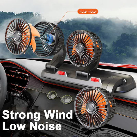 3-in-1 Powerful Car Triple Head Fan (USB Power) - Quiet Cooling Fan Integrated Aromatherapy & Number Plate, V888-ELOSUNG45292