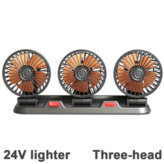 3-in-1 Powerful Car Triple Head Fan (24V Lighter Power) - Quiet Cooling Fan Integrated Aromatherapy & Number V888-ELOSUNG45294