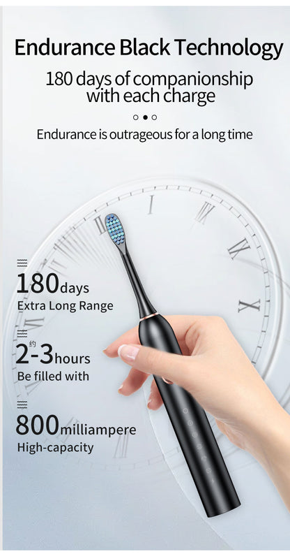 Pink Smart Sonic Electric Toothbrush Kit with 4 Heads & Travel Case - 6 X Cleaning Modes and High-Frequency V888-ELOSUNG45297