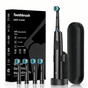 Black Rotating Round Head Electric Toothbrush Kit with 4 Heads, Case & Stand - 3D Oscillating Mechanical V888-ELOSUNG45304