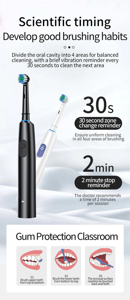 Pink Rotating Round Head Electric Toothbrush Kit with 4 Heads & Case - 3D Oscillating Mechanical Cleaning for V888-ELOSUNG45316