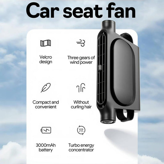 Beige Cordless Dual-Turbo Car Seat Cooling Fan with Velcro Mount - Powerful 3-Speed Backrest Ventilation, V888-ELOSUNG45318