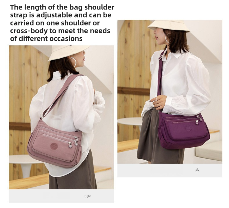 Light Blue Versatile Nylon Multi-Pocket Crossbody Bag - Lightweight Casual Travel Purse, Waterproof V888-ELOSUNG45326