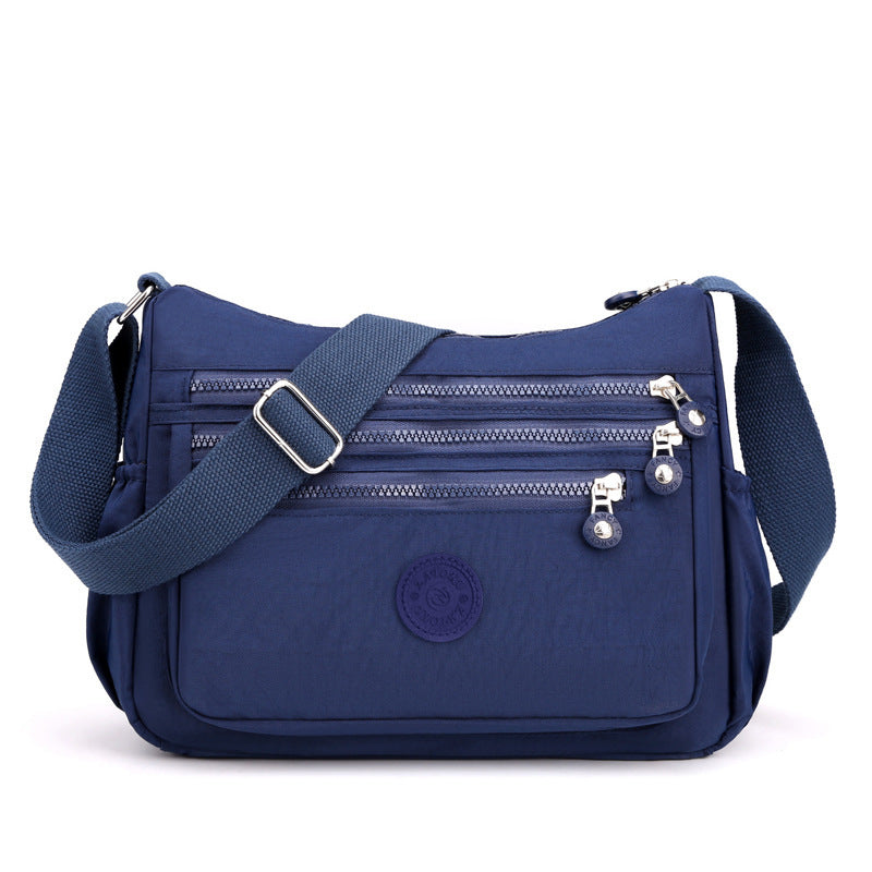 Dark Blue Versatile Nylon Multi-Pocket Crossbody Bag - Lightweight Casual Travel Purse, Waterproof Horizontal V888-ELOSUNG45327