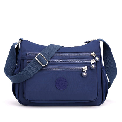 Dark Blue Versatile Nylon Multi-Pocket Crossbody Bag - Lightweight Casual Travel Purse, Waterproof Horizontal V888-ELOSUNG45327