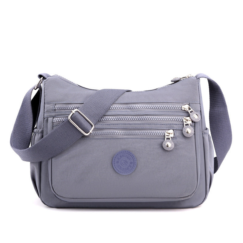 Grey Versatile Nylon Multi-Pocket Crossbody Bag - Lightweight Casual Travel Purse, Waterproof Horizontal V888-ELOSUNG45329