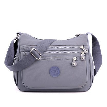 Grey Versatile Nylon Multi-Pocket Crossbody Bag - Lightweight Casual Travel Purse, Waterproof Horizontal V888-ELOSUNG45329
