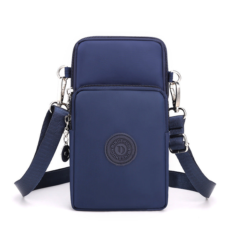 Dark Blue 3-Layer Waterproof Nylon Vertical Crossbody Phone Bag - Lightweight Phone Purse with Headphone Jack V888-ELOSUNG45331