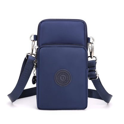 Dark Blue 3-Layer Waterproof Nylon Vertical Crossbody Phone Bag - Lightweight Phone Purse with Headphone Jack V888-ELOSUNG45331