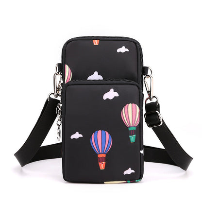Black Balloon 3-Layer Waterproof Nylon Vertical Crossbody Phone Bag - Lightweight Phone Purse with Headphone V888-ELOSUNG45335