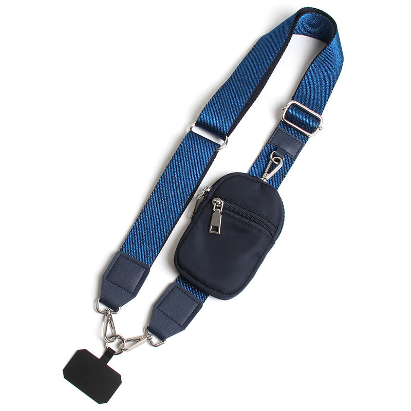 Blue Versatile Crossbody Phone Lanyard with Detachable Mini Pouch - Twill Webbing Wristlet & Neck Strap V888-ELOSUNG45339