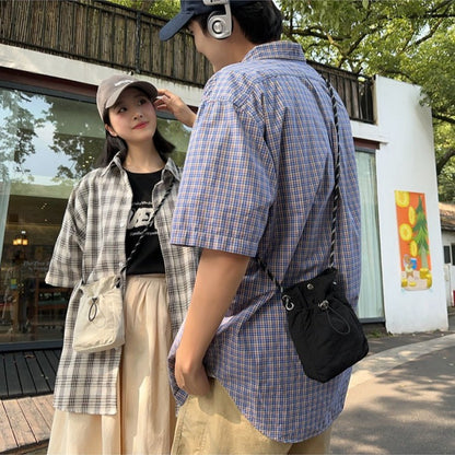 Green Durable Nylon Small Square Phone Bag - Quick-Access Magnetic Closure, Versatile All-Match Shoulder Pouch V888-ELOSUNG45341