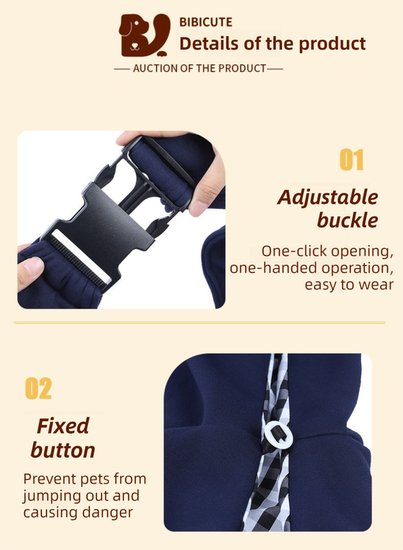 Dark Blue Lightweight Breathable Pet Crossbody Bag with Adjustable Padded Strap & Reversible Double-Sided V888-ELOSUNG45346