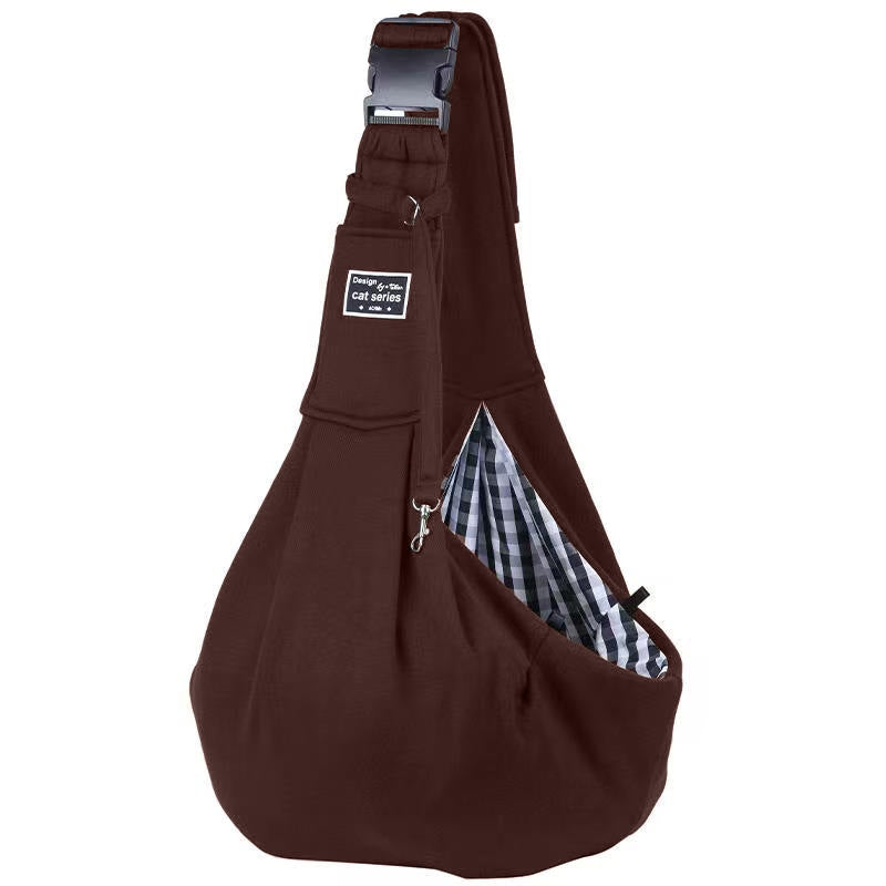 Coffee Lightweight Breathable Pet Crossbody Bag with Adjustable Padded Strap & Reversible Double-Sided Design V888-ELOSUNG45349