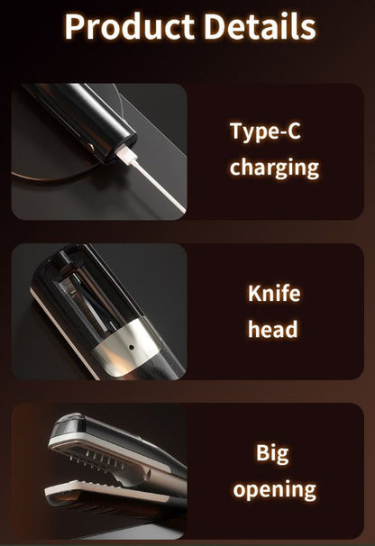 Red Cordless Automatic Split End Hair Trimmer - High-Speed Double-Sided Blade, Visible Trimming Window & V888-ELOSUNG45362