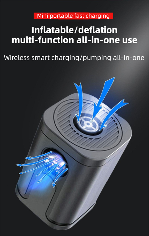Black Wireless Rechargeable Vacuum Pump with 5 Versatile Nozzles - 2-in-1 Compact High-Suction Inflator & V888-ELOSUNG45364