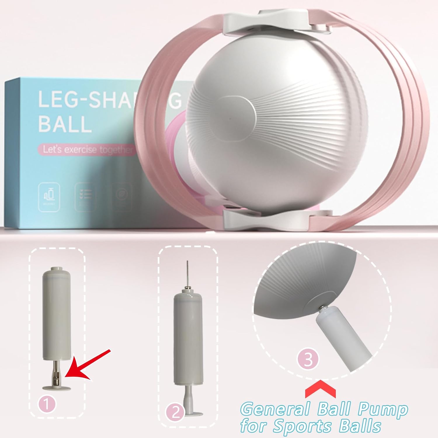 Purple 3-Level Resistance Pelvic Floor & Inner Thigh Trainer - Multi-Function Kegel Exercise Set with 25cm V888-ELOSUNG45366