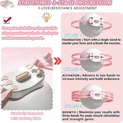 Grey 3-Level Resistance Pelvic Floor & Inner Thigh Trainer - Multi-Function Kegel Exercise Set with 25cm Yoga V888-ELOSUNG45367