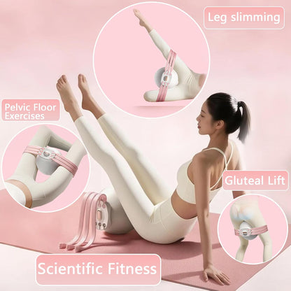 Grey 3-Level Resistance Pelvic Floor & Inner Thigh Trainer - Multi-Function Kegel Exercise Set with 25cm Yoga V888-ELOSUNG45367