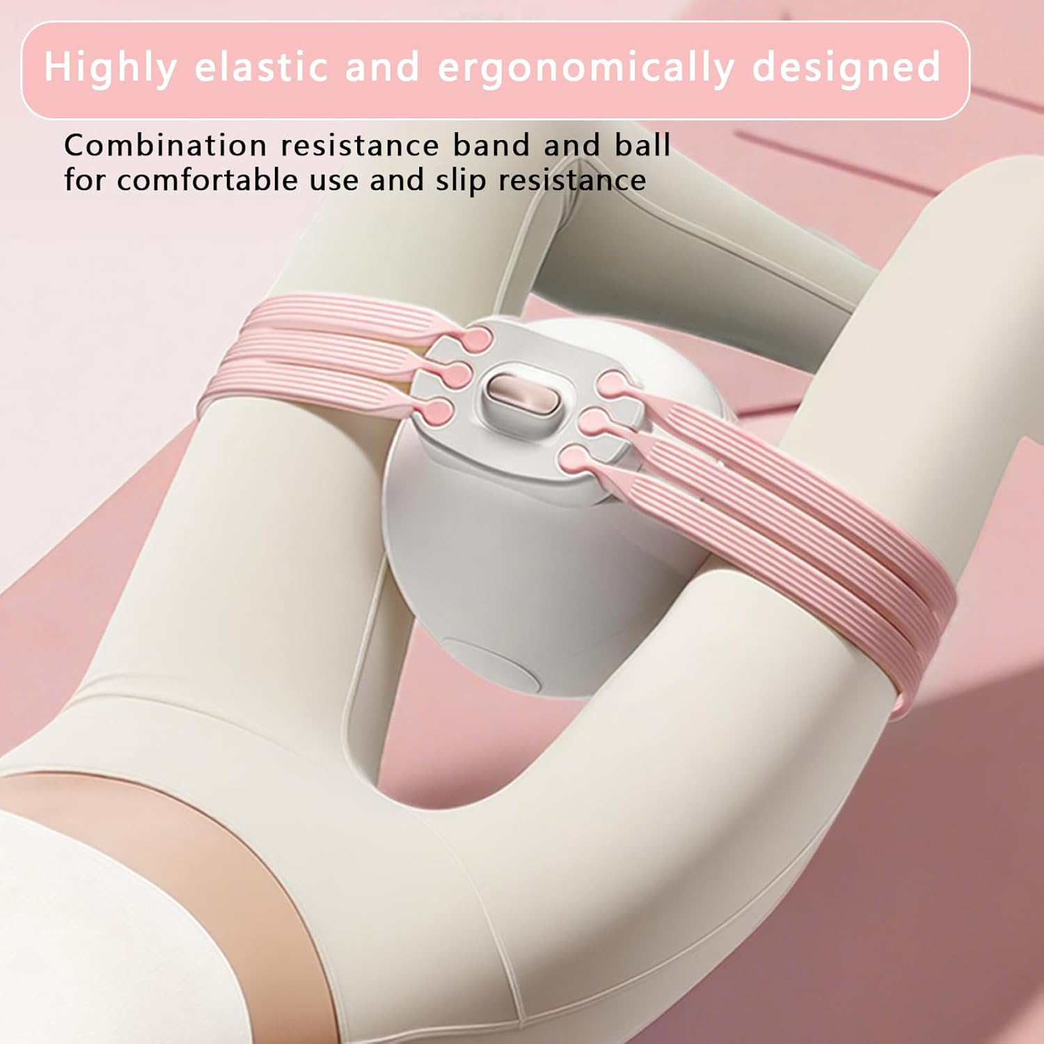 Pink 3-Level Resistance Pelvic Floor & Inner Thigh Trainer - Multi-Function Kegel Exercise Set with 25cm Yoga V888-ELOSUNG45368