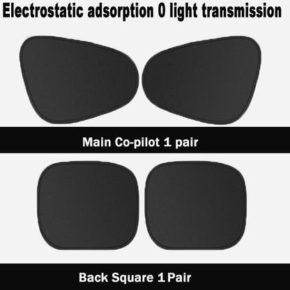 4-PCS Static Cling Car Window Sunshades Set - Glue-Free Insulating Total Blackout Fabric & Foldable Memory V888-ELOSUNG45370