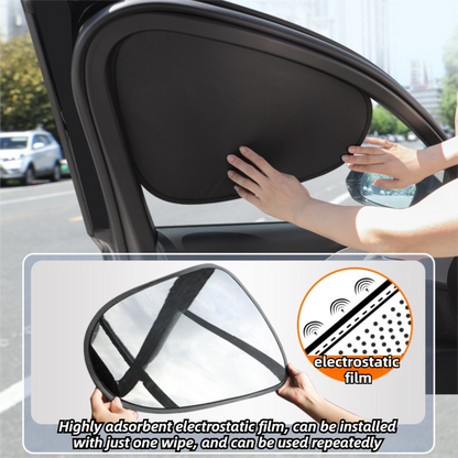 4-PCS Static Cling Car Window Sunshades Set - Glue-Free Insulating Total Blackout Fabric & Foldable Memory V888-ELOSUNG45370