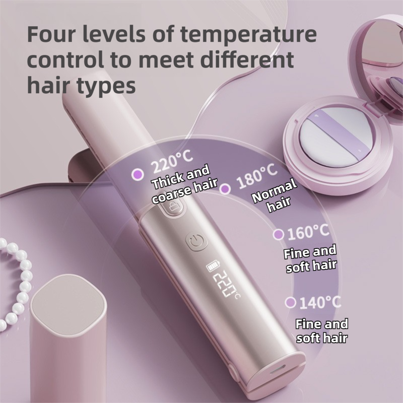 Coffee 2-in-1 Wireless Hair Styler with 4 Temperature Settings, Dual Anti-Scalding & Cap - 3D Ceramic Heating V888-ELOSUNG45371