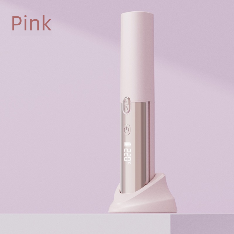 Pink 2-in-1 Wireless Hair Styler with 4 Temperature Settings, Dual Anti-Scalding & Cap - 3D Ceramic Heating V888-ELOSUNG45372