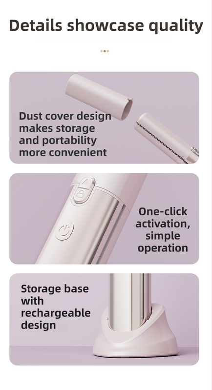 Pink 2-in-1 Wireless Hair Styler with 4 Temperature Settings, Dual Anti-Scalding & Cap - 3D Ceramic Heating V888-ELOSUNG45372