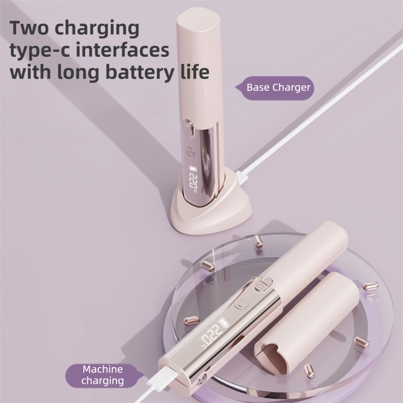 Green 2-in-1 Wireless Hair Styler with 4 Temperature Settings, Dual Anti-Scalding & Cap - 3D Ceramic Heating V888-ELOSUNG45373