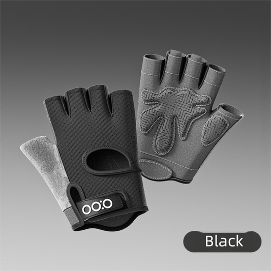Black Heavy-Duty Unisex Gym Training Gloves with Integrated Wrist Support - Breathable Anti-Callus and V888-ELOSUNG45376